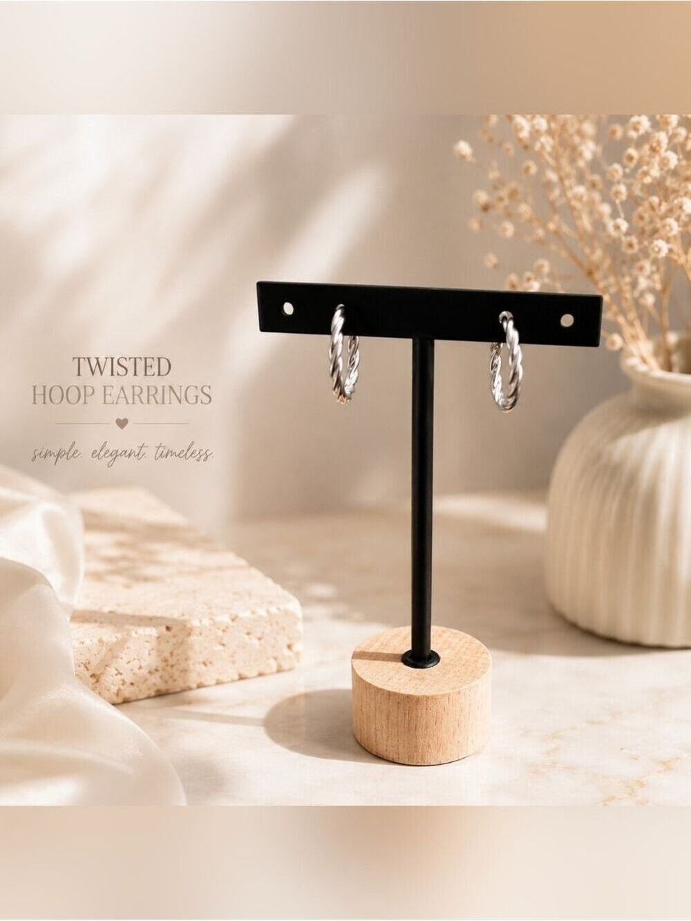 Twisted Silver Hoop Earrings - Classic Women Jewelry